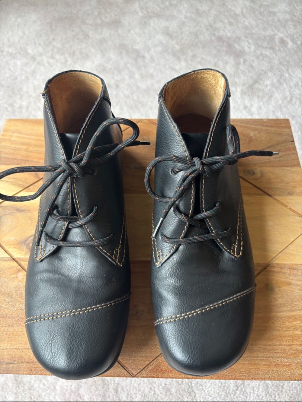 b.o.c. Sabelle Black Leather Lace-Up Ankle Booties